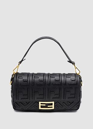 Сумка фенди фэнди baguette with macro topstitches black leather