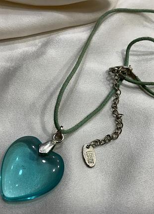 ✨ 💖 🍃 вінтаж франція елегантне кольє з прозорим лазуровим серцем від бренду lbmdj france vintage romantic style 🍃 💖 ✨
