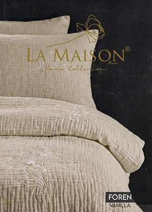 Постельное белье из муслина и вареного хлопка la maison евро размер foren vanilla