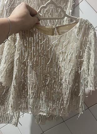 Святковий костюм для дівчинки zara бежевий, на зріст 134 см