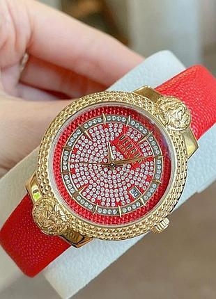 Жіночі годинники versace versus mouffetard crystal ve027 luxury червоні, кожа