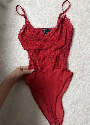 Жіноче боді new look мереживне червоне 2