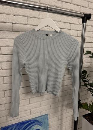 Светр жіночий h&m блакитний в рубчик укорочений розмір м