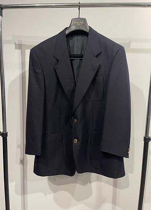 Vintage st michael marks & spencer класичний темно-синій піджак блейзер з золотими ґудзиками шерсть 42s / l-xl
