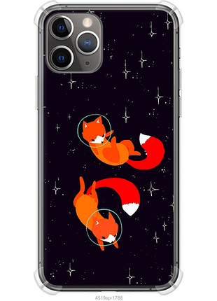 Чехол на iphone 11 pro лисички в космосе из силикона fch_0176033