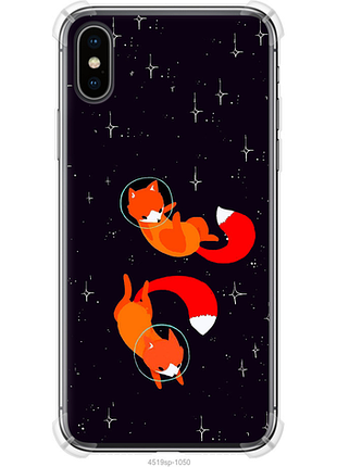 Чехол на iphone xs лисички в космосе из силикона fch_0175998
