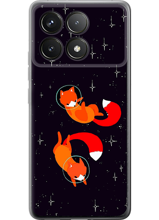 Чехол на xiaomi poco f6 pro лисички в космосе из силикона fch_0176013