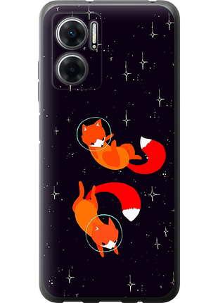 Чехол на xiaomi redmi 10 5g лисички в космосе из силикона fch_0176034