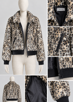 Короткая шубка bershka,винтаж. р.s/m. animal print. на замке. ,штучный мех