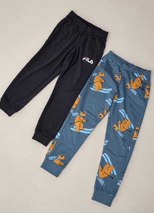 Спортивні штани для хлопчика fila + lc waikiki, чорний та синій, розмір 146-152, комплект 2 пари