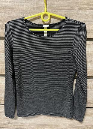 Лонгслів жіночий h&m розмір s чорно-білий в дрібну полоску бавовна