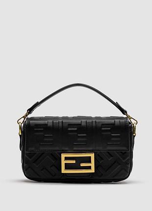 Сумка фенди baguette mini black leather bag