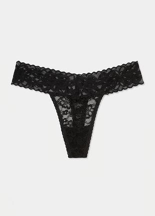 Жіночі мереживні трусики-стрінги primark cares xl (eur 46-48) чорний т-1115/69