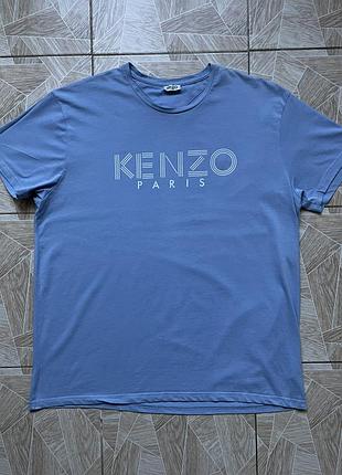 Футболка kenzo paris blue logo t shirt f565ts0504ye made in turkey men’s tee 3xl big logo