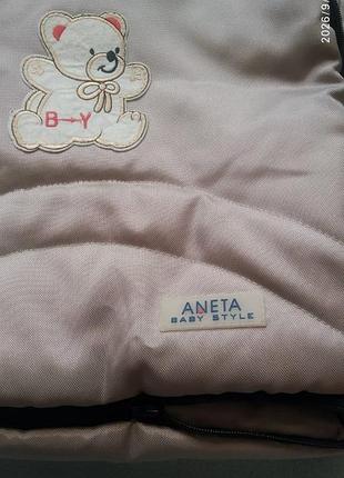 Конверт унісекс aneta baby style бежевий на овчині 85 см