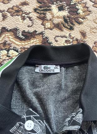 Поло чоловіче lacoste чорне з принтом xxl