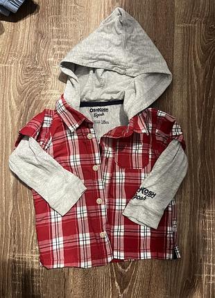 Сорочка для хлопчика oshkosh b'gosh в клітинку з капюшоном