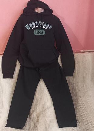 Теплий спортивний костюм на флісі beki wear (розмір 54), чорний l-xl