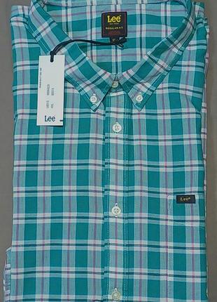 Комір 56 см  lee est 1889  size 4xl   теніска картата сорочка з коротким рукавом 
100% cotton regular fit гудзики брендовані