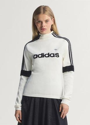 Лонгслів жіночий adidas білий з чорними смужками