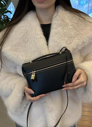 Сумка loro piana extra bag l27 black leather