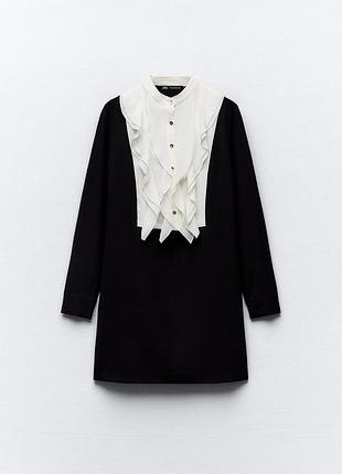 Стильна чорна сукня міні з рюшами zara xl
