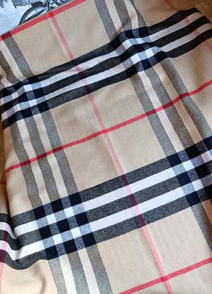 Кашемірова накидка палантин в стилі burberry класична бежева  клітинка pashmina
