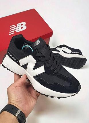 Черные кроссовки унисекс new balance 327 black white х нью беланс 36