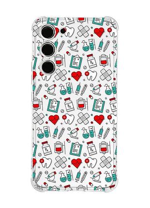 Чехол с утолщёнными углами на samsung galaxy s22 plus медицинский фон (принт 290)