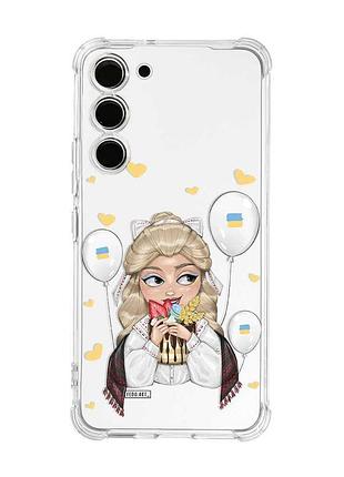Чохол з потовщеними кутами на samsung galaxy s22 plus українка з солодощами (принт 175)