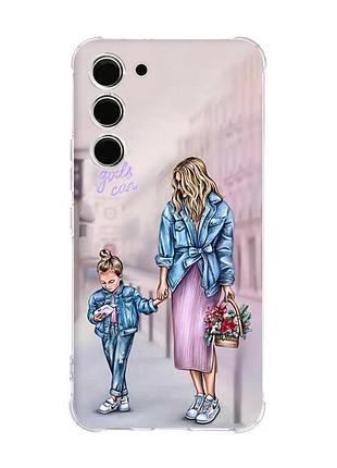 Чехол с утолщёнными углами на samsung galaxy s22 plus мама и дочь (принт 56)