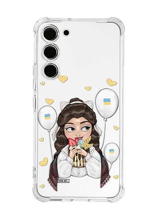 Чохол з потовщеними кутами на samsung galaxy s22 plus українка з солодощами (принт 174)