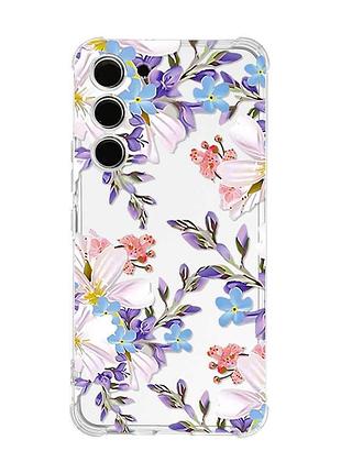 Чехол с утолщёнными углами на samsung galaxy s22 plus цветочный рисунок (принт 272)