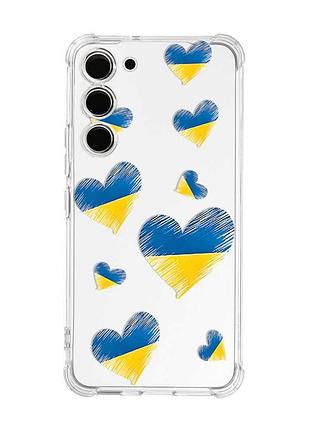 Чехол с утолщёнными углами на samsung galaxy s22 plus сердечка. украина (принт 258)