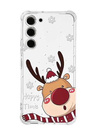 Чехол с утолщёнными углами на samsung galaxy s22 plus зимний оленёнок (принт 155)