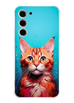 Чохол з потовщеними кутами на samsung galaxy s22 plus кішка (принт 408)