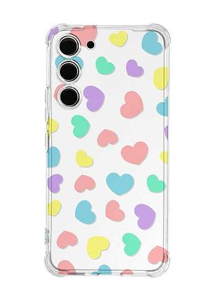 Чехол с утолщёнными углами на samsung galaxy s22 plus сердечка (принт 335)