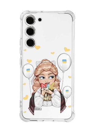 Чехол с утолщёнными углами на samsung galaxy s22 plus украинка со сладостями (принт 176)