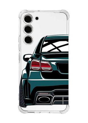 Чехол с утолщёнными углами на samsung galaxy s22 plus авто зелёное (принт 233)