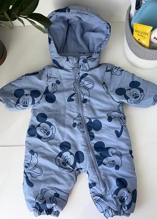 Зимовий комбінезон унісекс h&m з міккі маусом, блакитний, розмір 68