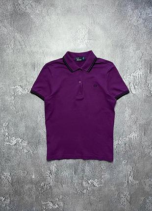 Vintage винтажная женская футболка поло fred perry фред перри big logo casual кэжуал size m размер м