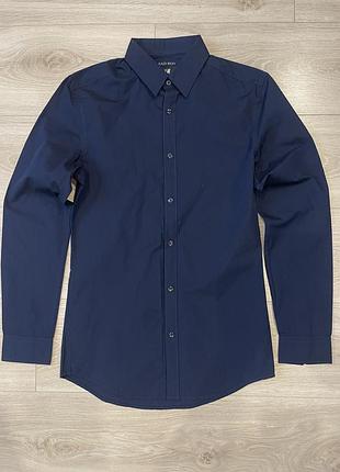 Чоловіча сорочка h&m easy iron slim fit (синя, розмір xs)