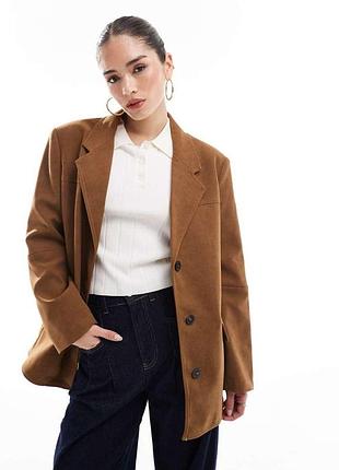 Куртка жіноча bershka оверсайз коричнева зі штучної замші