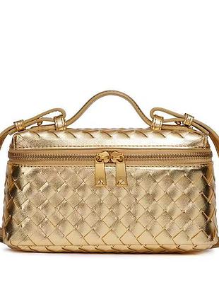 Жіноча сумка-косметичка в2005 vanity bag крос-боді золотиста