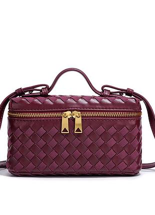 Жіноча сумка-косметичка в2005 vanity bag крос-боді замшева червона бордова
