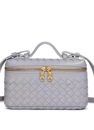 Жіноча сумка-косметичка в2005 vanity bag крос-боді світло-сіра