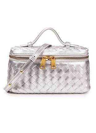 Жіноча сумка-косметичка в2005 vanity bag крос-боді срібляста