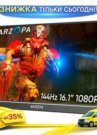 Ku монітор 16.1 дюйма universal fit arzopa портативний ігровий дисплей 144 гц ips для ноутбука з usb-c uni2l_k