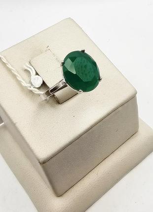 Кольцо серебряное с фианиом и изумрудом 17 2,5 г