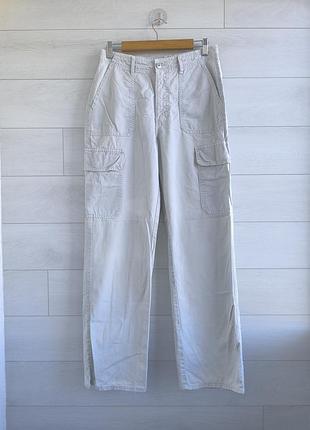 Подарок 🎁 джинсы карго zara eur 38 р. u9 10 р. широкие/прямые/светлые/молочные